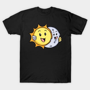 Cute Cartoon Sun And Moon T-Shirt